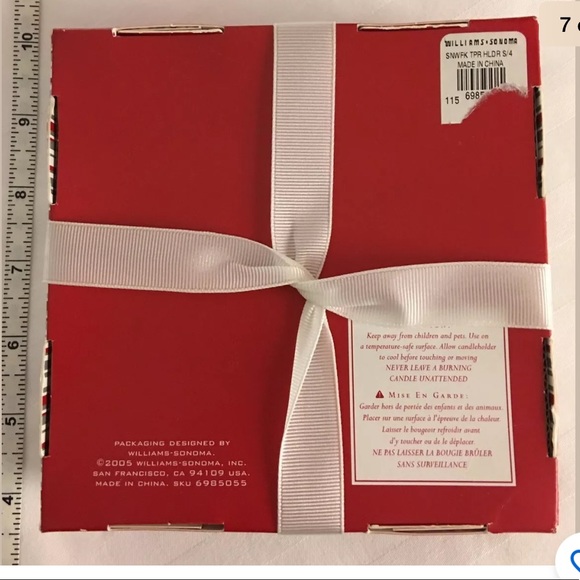 Williams-Sonoma Clear❄️Snowflake 4-pc Taper Holder Set includes candles, NWT Box - Picture 5 of 8